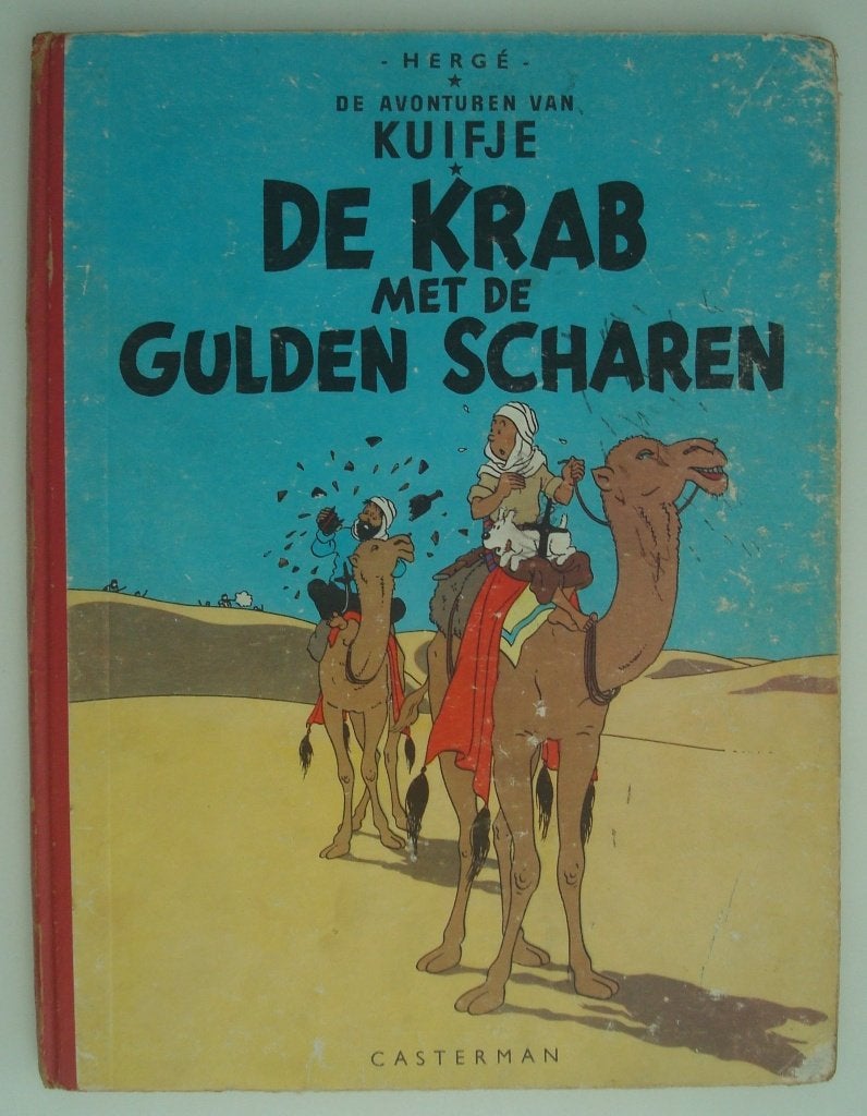 Kuifje - De Krab met de Gulden Scharen, vroege druk uit 1955, Eén stripboek, Hergé, Ophalen, Gelezen