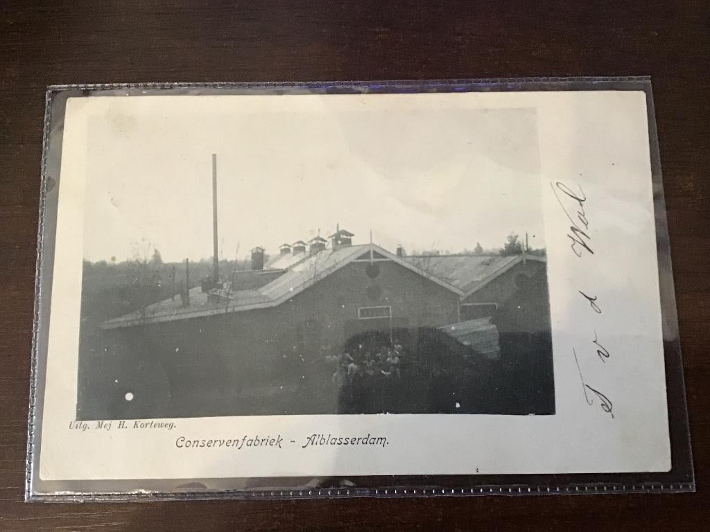 Alblasserdam Conserven fabriek rond 1900 gelopen kaart, Ophalen of Verzenden, Voor 1920, Gelopen, Zuid-Holland
