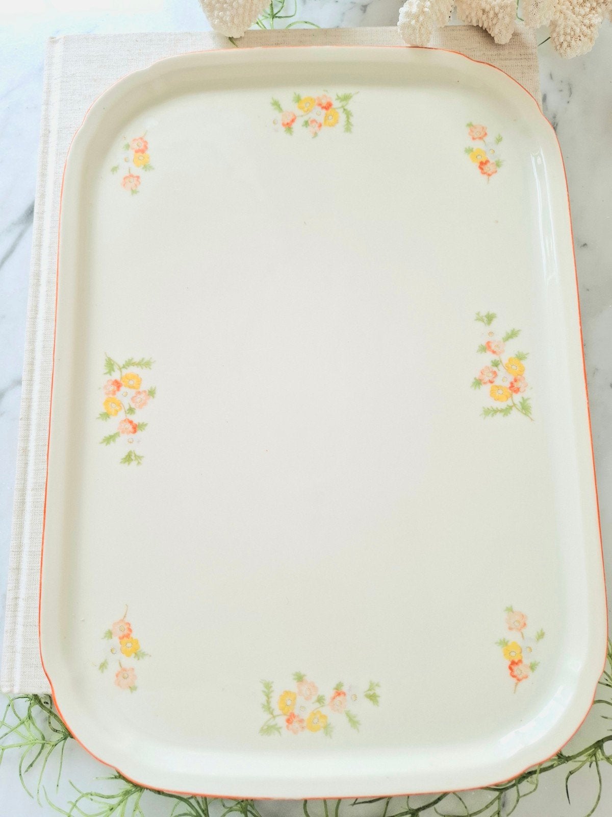 Vintage Keramiek Dienblad met Bloemmotief, Ophalen of Verzenden