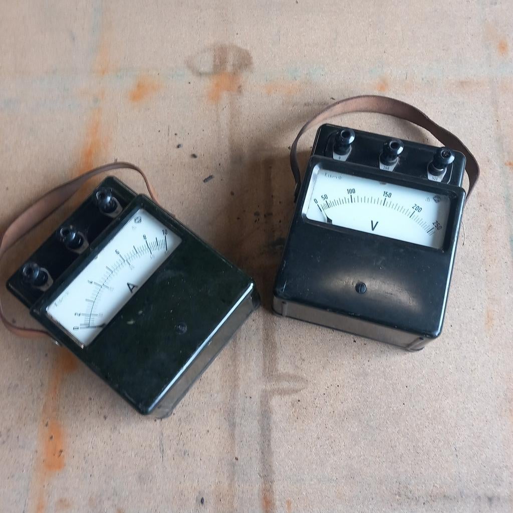 Vintage bakelieten volt an ampère meter, Antiek en Kunst, Ophalen of Verzenden