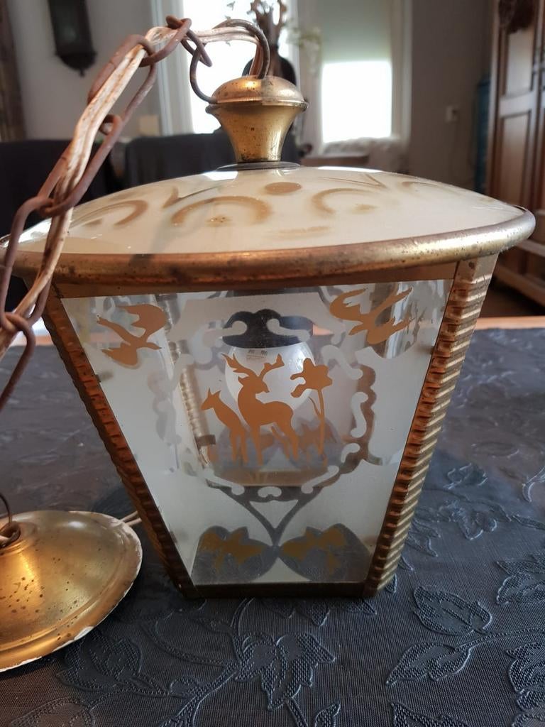 Vintage Hanglamp met Herten en Vogels - Jaren '60 Stijl, Ophalen of Verzenden