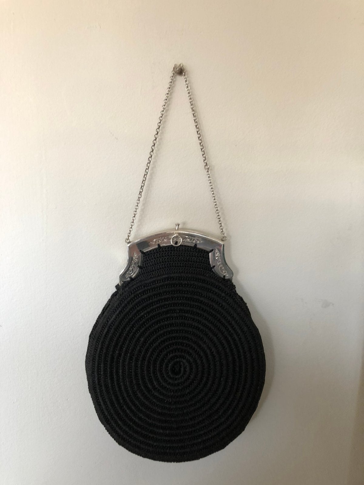 Antieke tas met zilveren beugel, 1871, Ophalen of Verzenden, Zilver