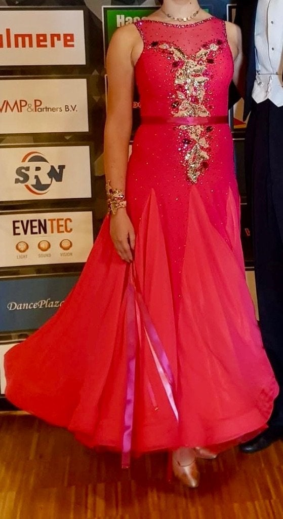 Dansjurk / ballroomjurk roze, Ophalen, Gebruikt, Kleding