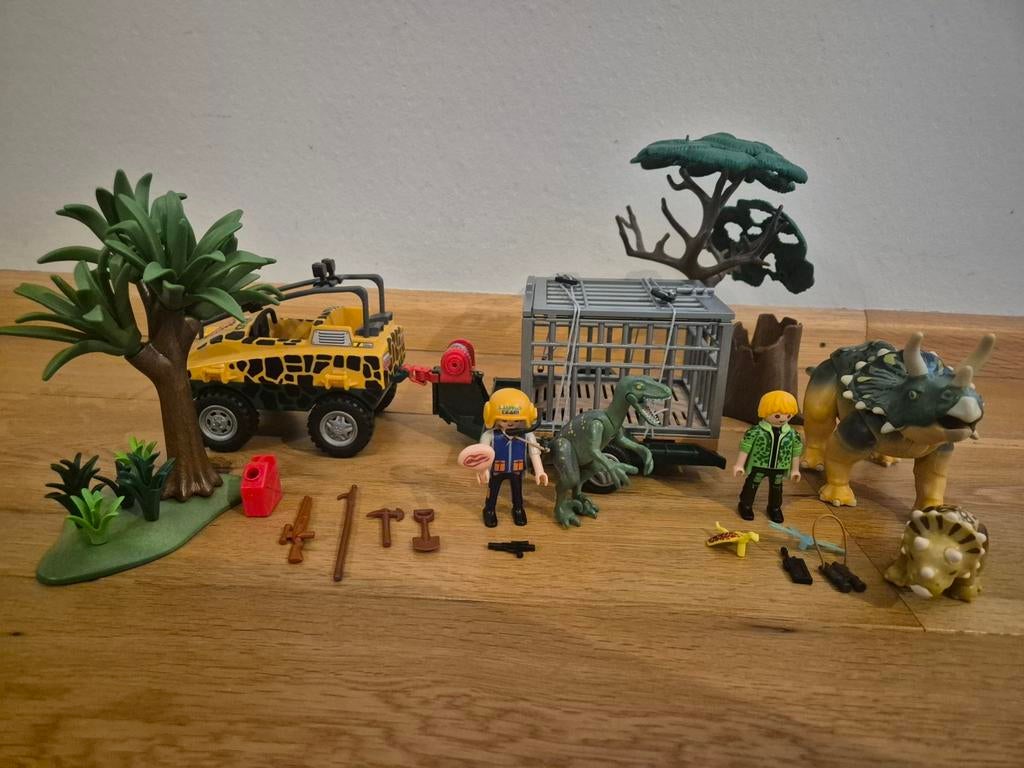 Playmobil Amfibievoertuig met dino en Triceratops met jong, Kinderen en Baby's, Speelgoed | Playmobil, Ophalen of Verzenden