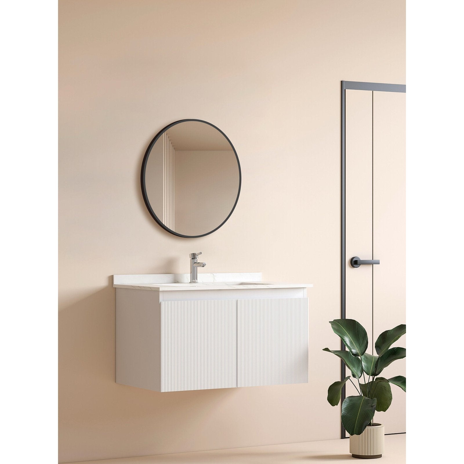 Nieuw! Saniclass Retro Line 2.0 Spiegel rond 60cm mat zwart, Ophalen, Rond, Nieuw, Minder dan 100 cm