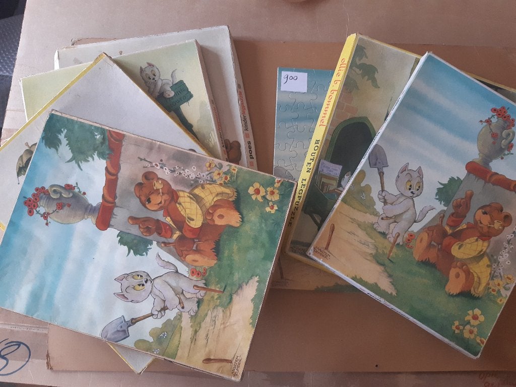 Verzameling Houten kartonnen Tom Poes Puzzels Marten Toonder, Meerdere stripboeken, Ophalen of Verzenden, Gelezen, Marten Toonder