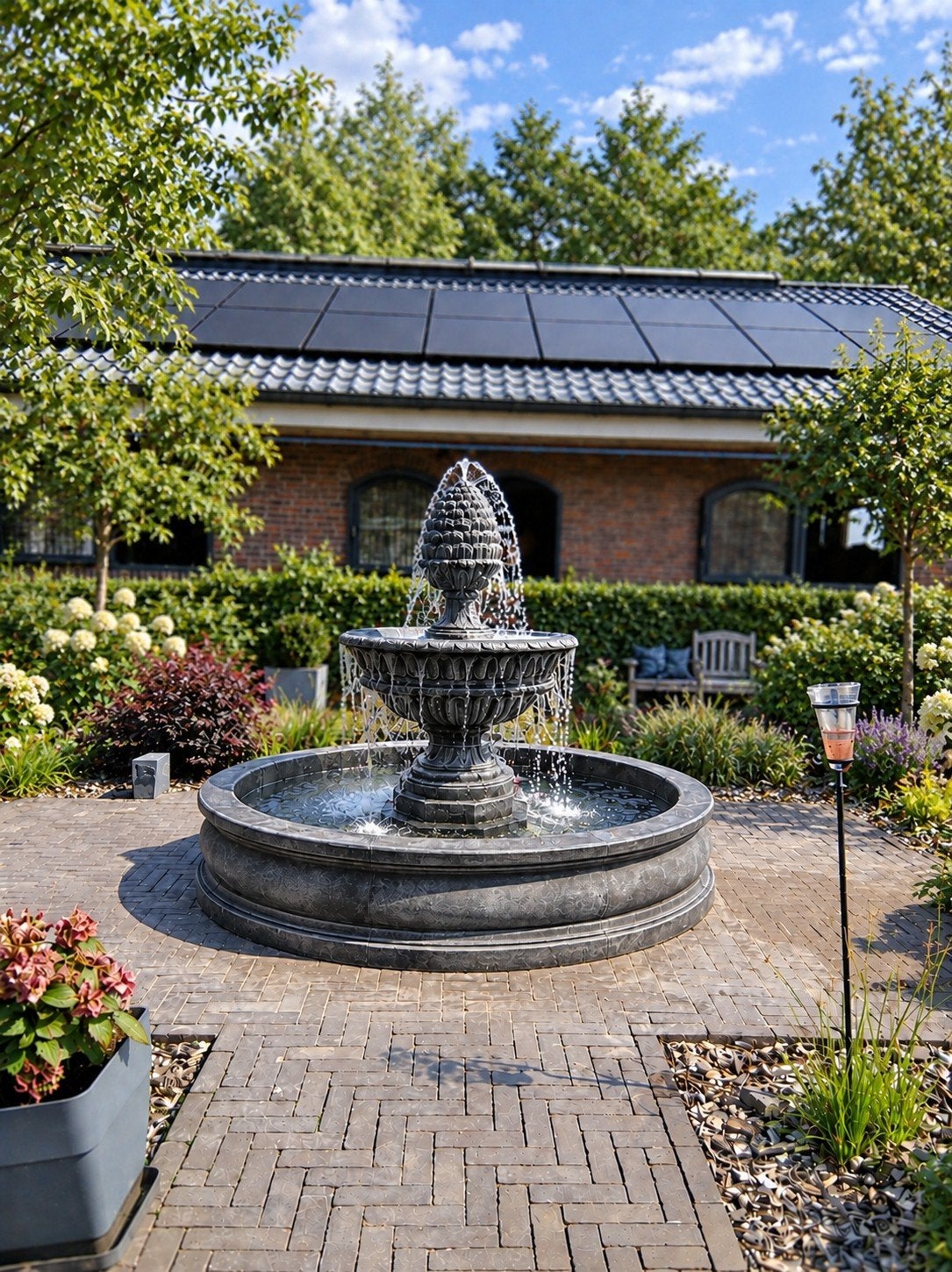 Fontein dennenappel met bassin, Ophalen of Verzenden, Nieuw, Beton, Fontein