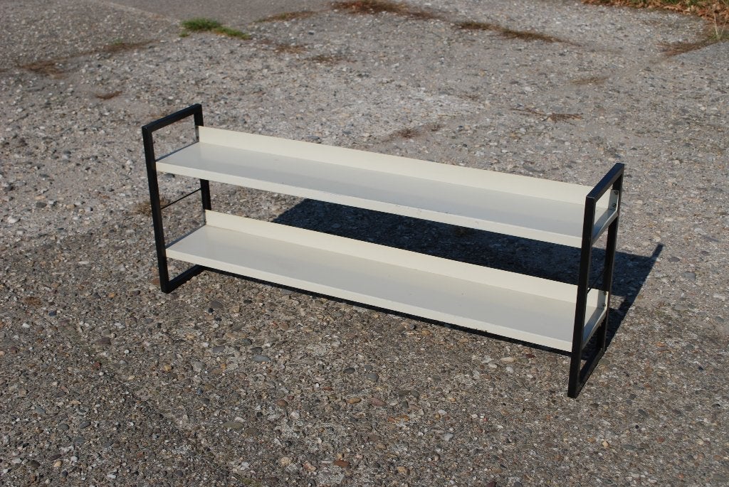 Vintage metalen boekenrek - 2 leggers - 98x19x40 cm, Ophalen, Gebruikt, Onbekend, Onbekend