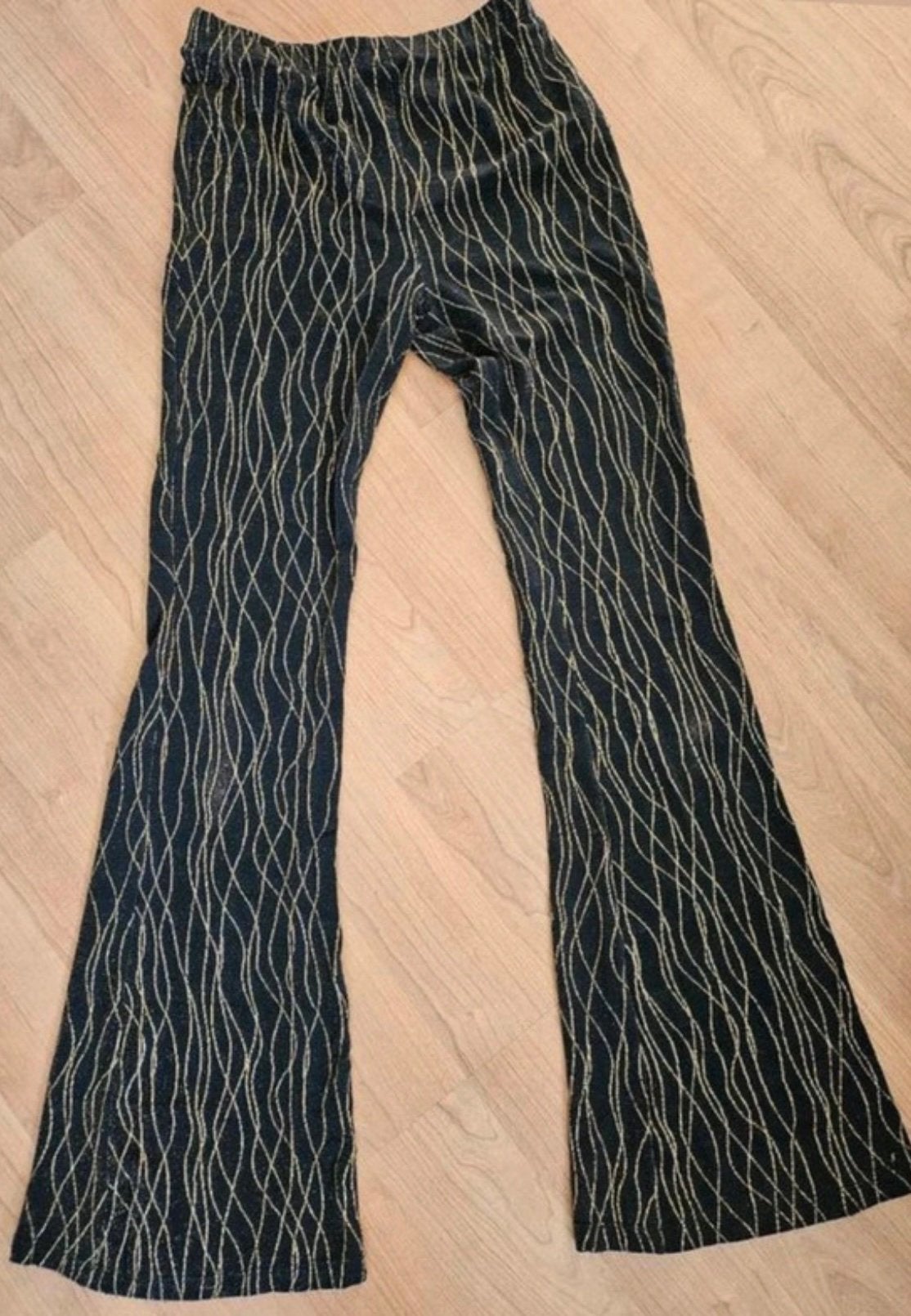 Zwart met goud flaired broek, merk Reinders - maat S, Zwart, Ophalen of Verzenden, Zo goed als nieuw, Maat 36 (S)