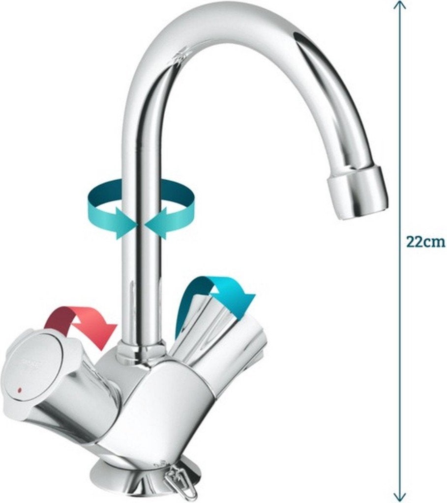 GROHE Costa-L Wastafelkraan - Met ketting – Chroom, Ophalen of Verzenden, Nieuw, Chroom, Kraan