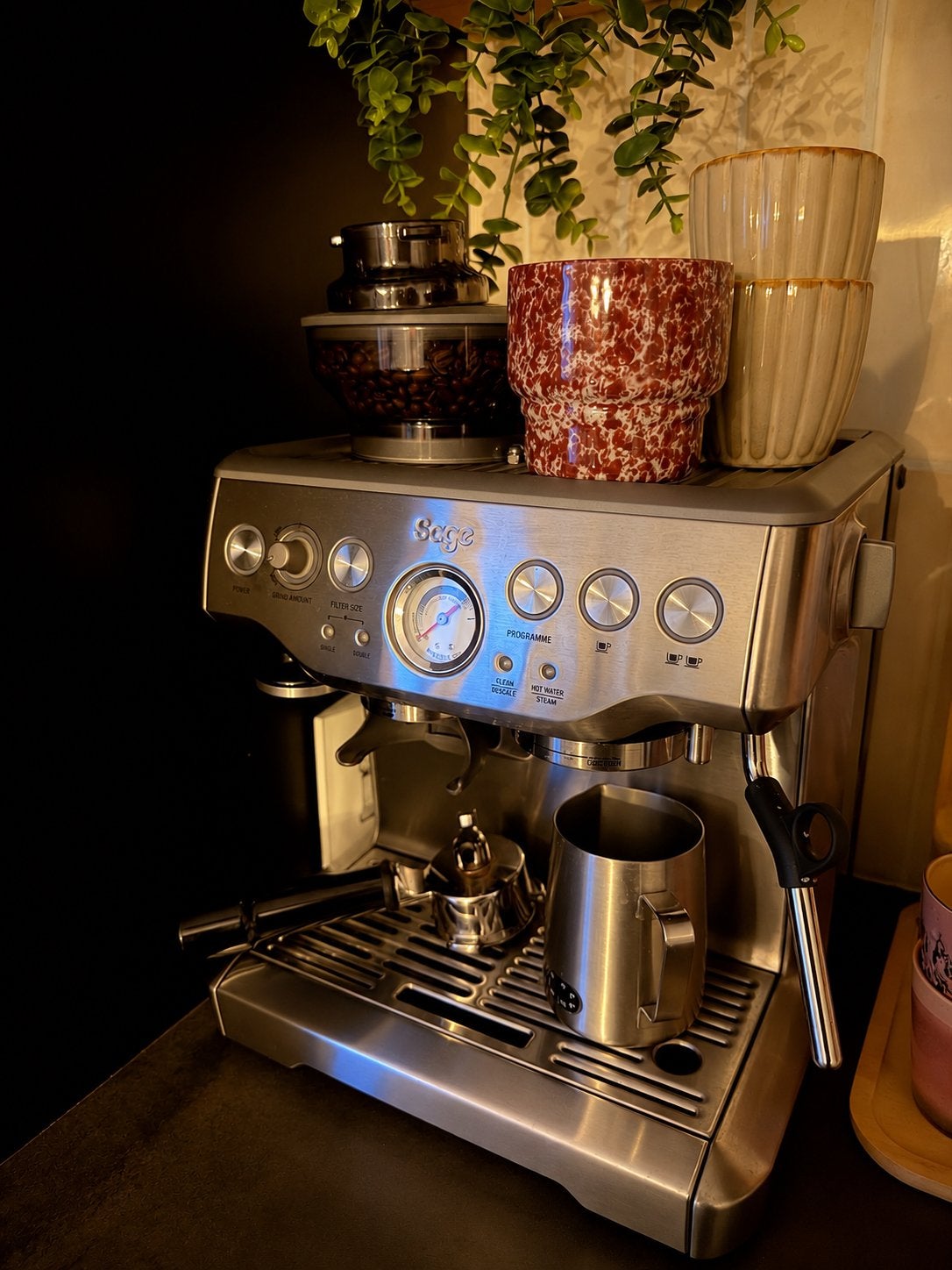 Sage Barista Express Espressomachine, Afneembaar waterreservoir, Gebruikt, Espresso apparaat, 2 tot 4 kopjes