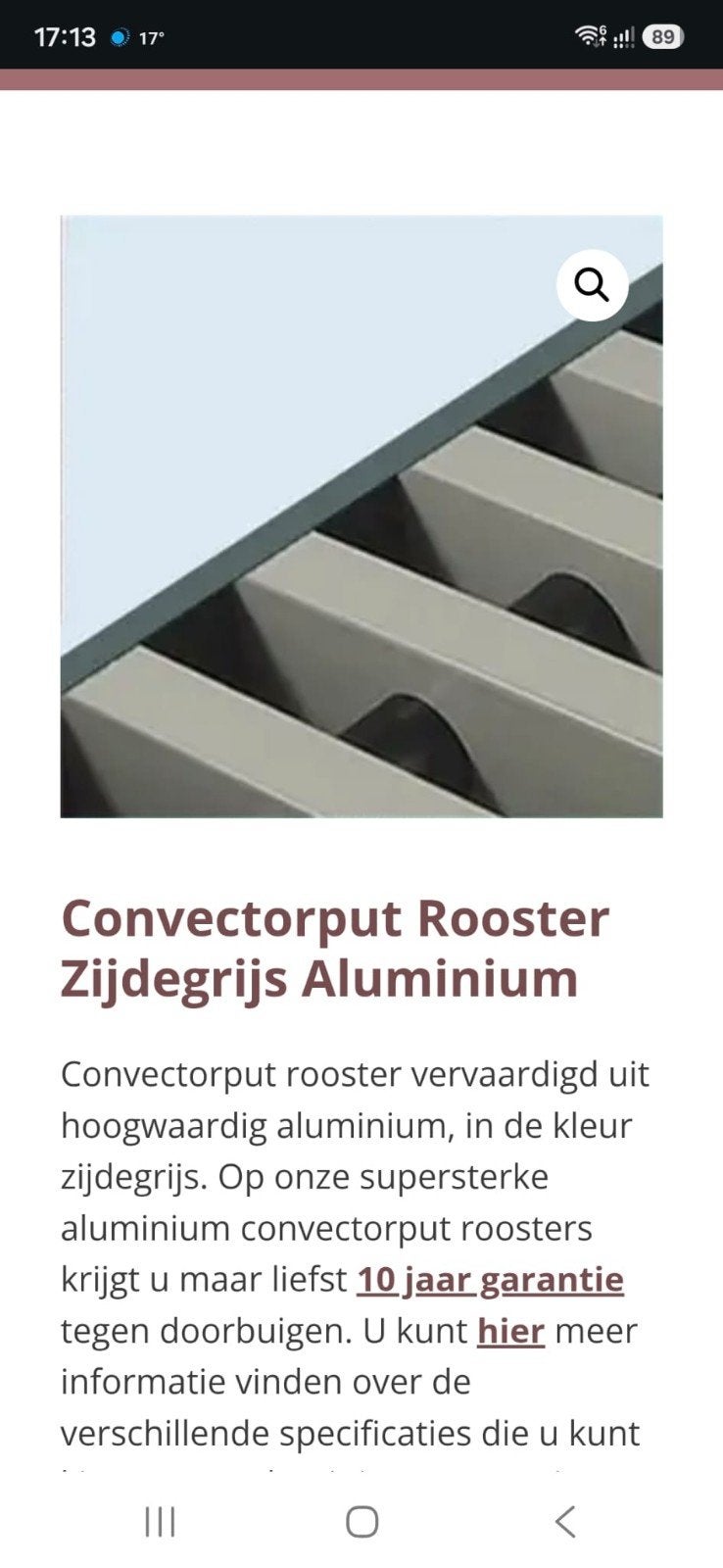 Nieuw Aluminium Rolrooster Convectorput – 3156 x 286 mm – Zi, Ophalen, Minder dan 30 cm, Overige typen, Nieuw