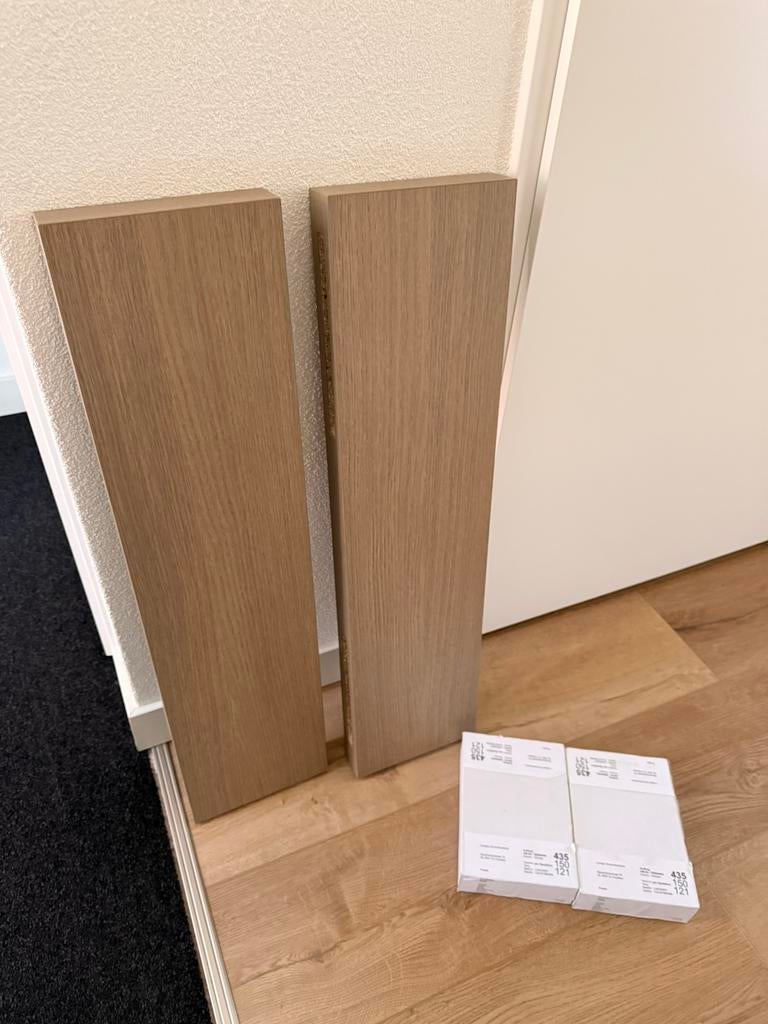 2 eiken planken 80x20x5cm met zwarte steunen / NIEUW, Ophalen, Minder dan 25 mm, Eiken, Nieuw