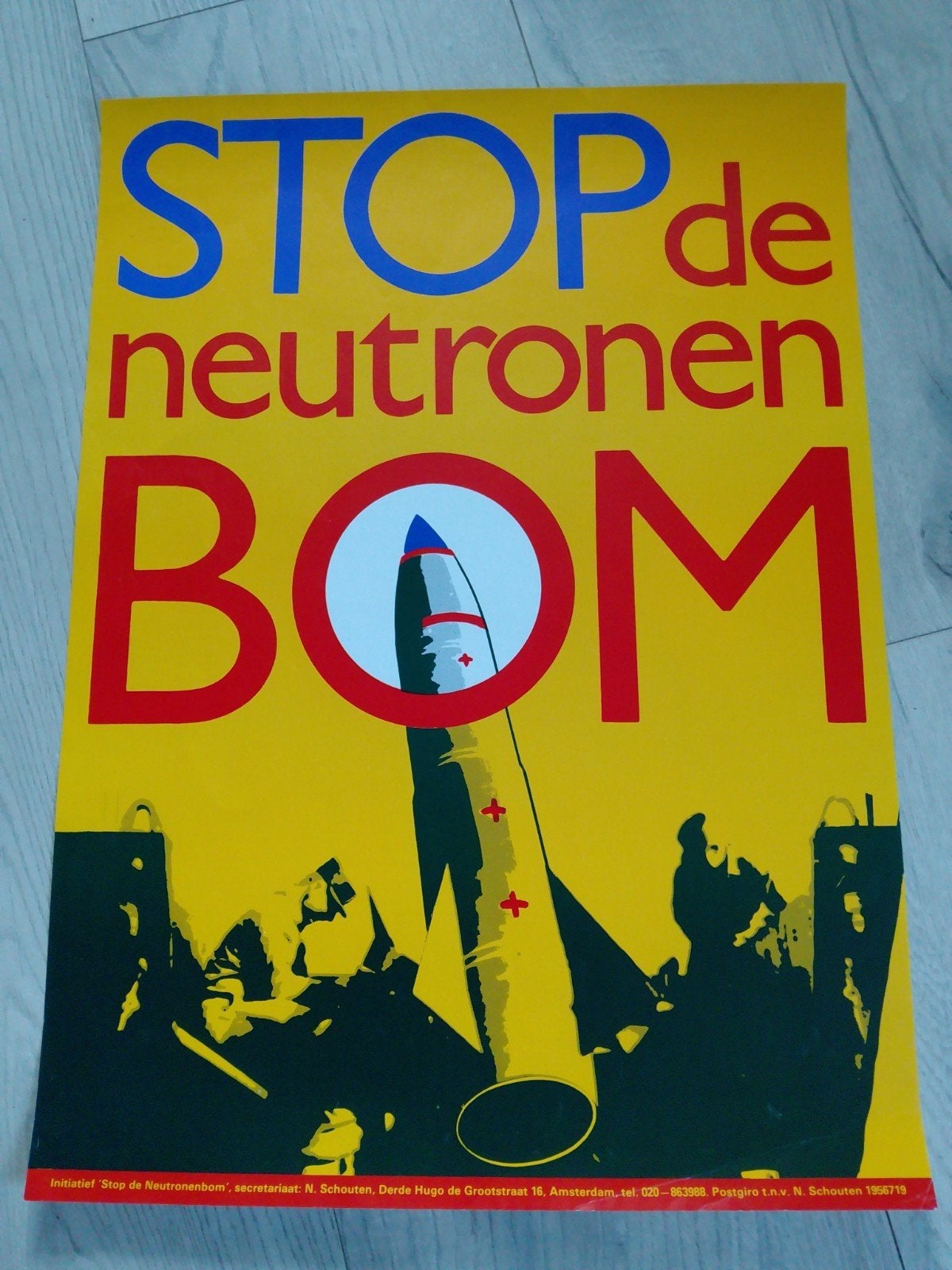Vintage Anti-Neutronenbom Poster - Historisch Protest, Ophalen of Verzenden, A1 t/m A3, Reclame, Rechthoekig Staand