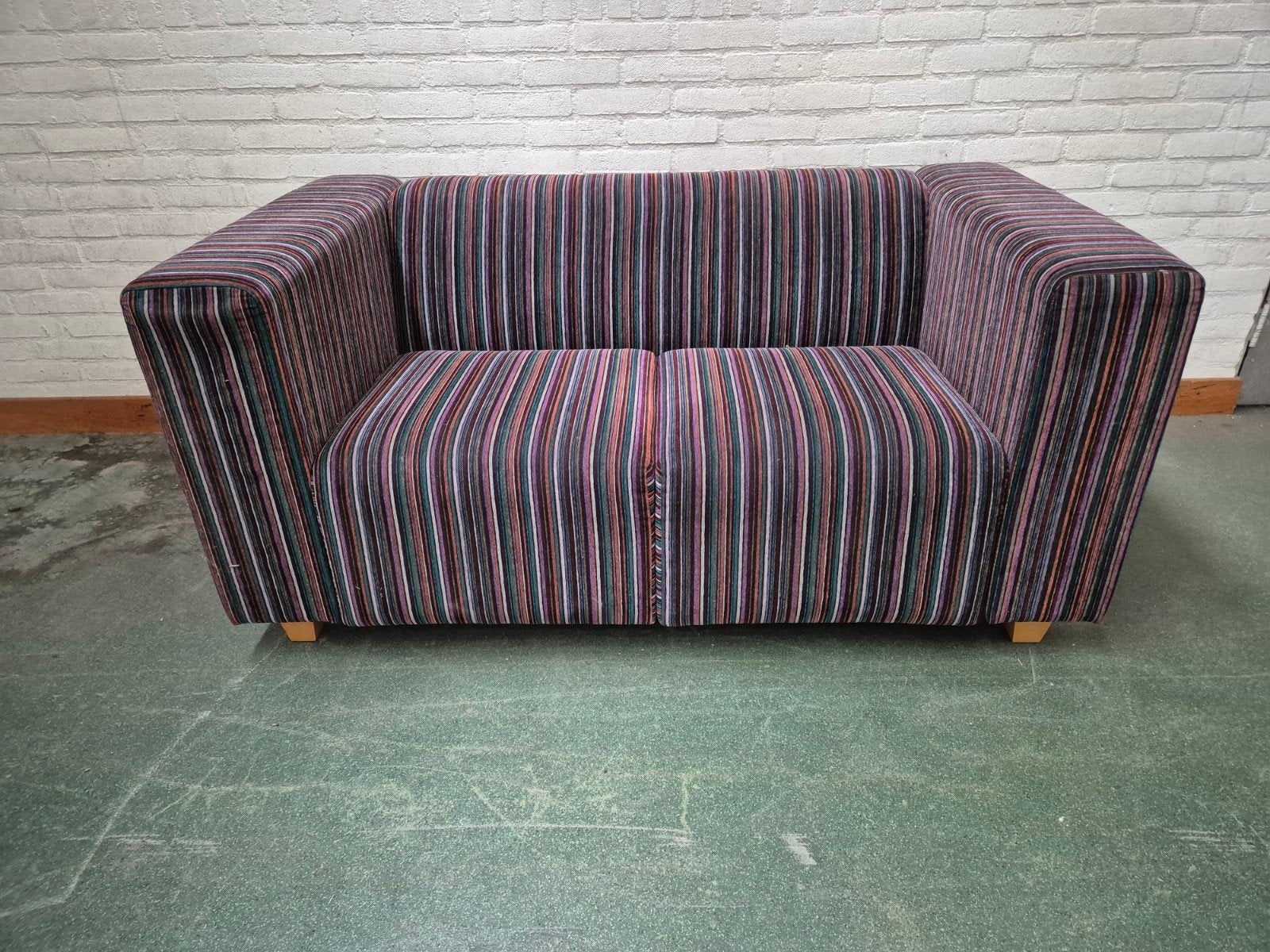 Gestreepte tweepersoonsbank - 150x80 cm, Ophalen, Gebruikt, 150 tot 200 cm, Tweepersoons