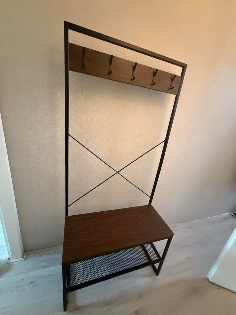 Kapstok bankje met schoenenrek - industrieel design, Huis en Inrichting, Woonaccessoires | Kapstokken, Ophalen, Gebruikt, Overige typen