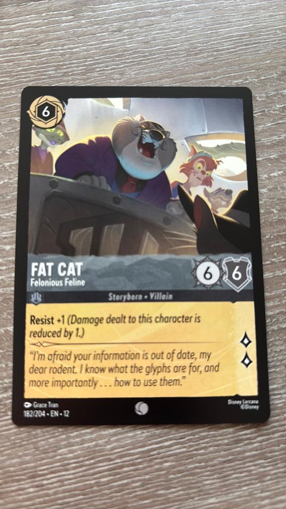 Disney Lorcana Fat Cat felonious feline 182-204 12WIL nonfoi, Ophalen of Verzenden, Zo goed als nieuw, Losse kaart