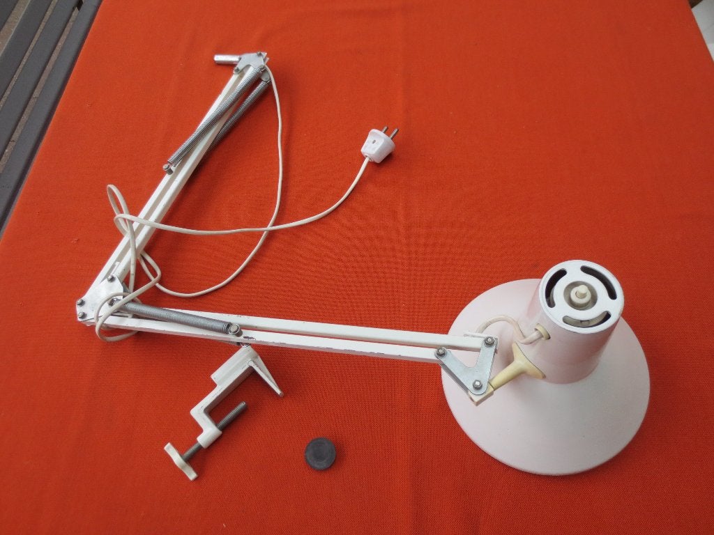Vintage HCF Denmark architectenlamp / bureaulamp / tafellamp, Bureaulamp, Gebruikt, Vintage, Wit
