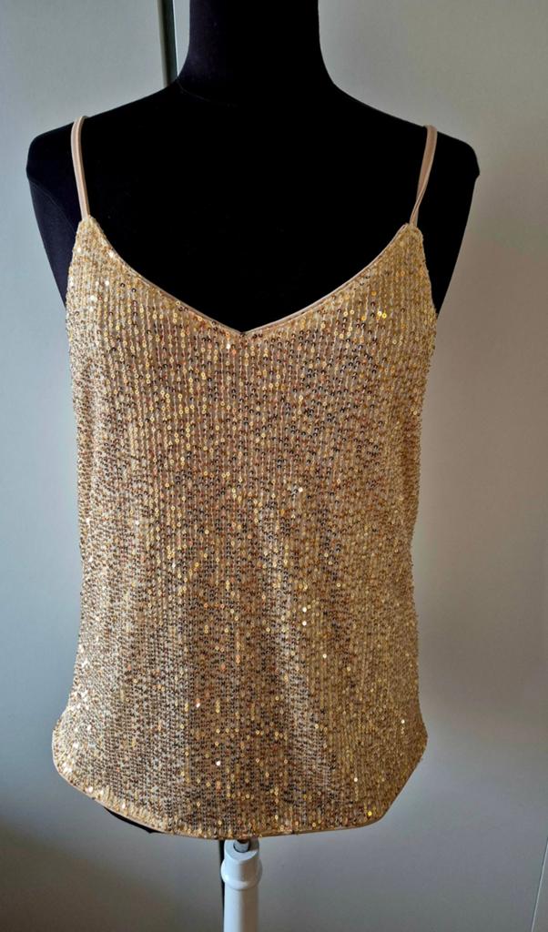 Prachtige gouden pailletten top – maat L ***zgan***, Overige kleuren, Maat 42/44 (L), Ophalen of Verzenden, Zo goed als nieuw