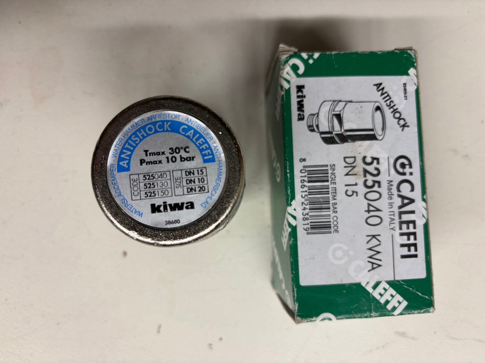 Caleffi 525040 KWA Antishock Waterslagdemper DN 15, Doe-het-zelf en Verbouw, Ophalen, Nieuw, Chroom, Overige typen