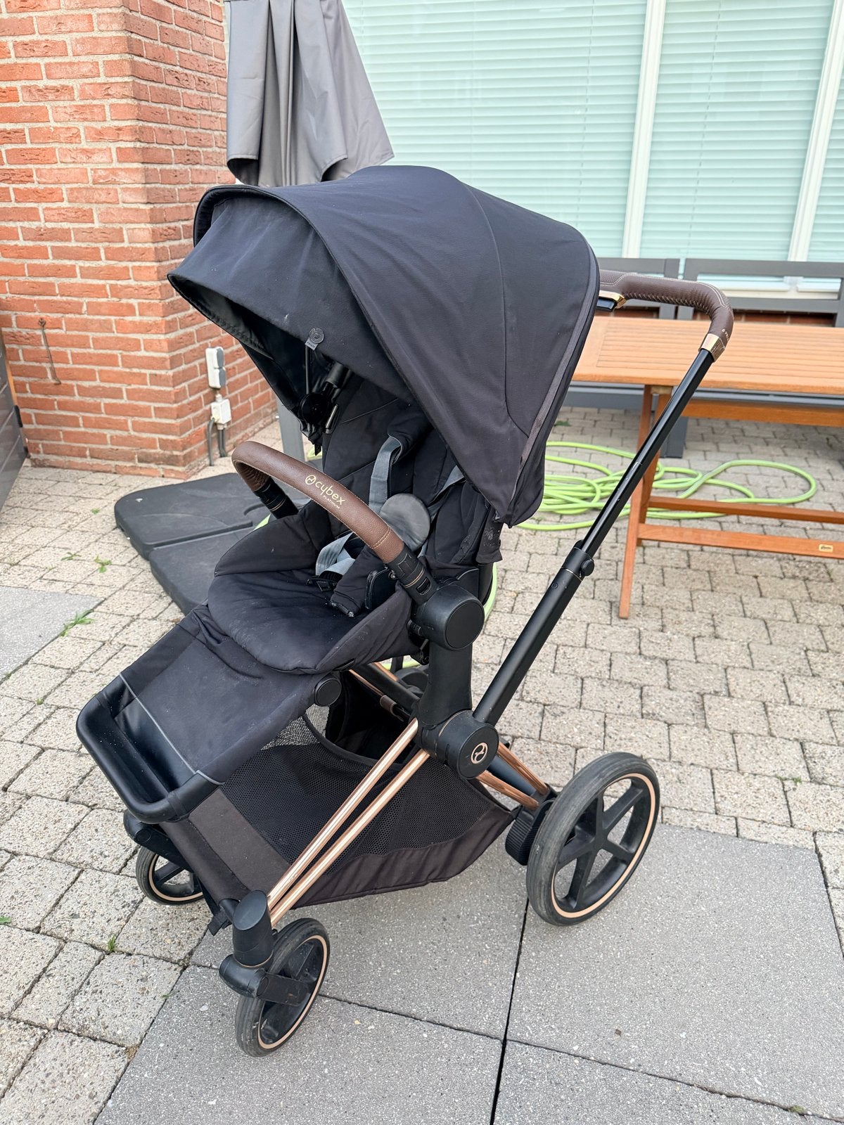 Cybex Priam kinderwagen - Zwart met roségouden frame, Gebruikt, Kinderwagen, Overige merken, Verstelbare duwstang