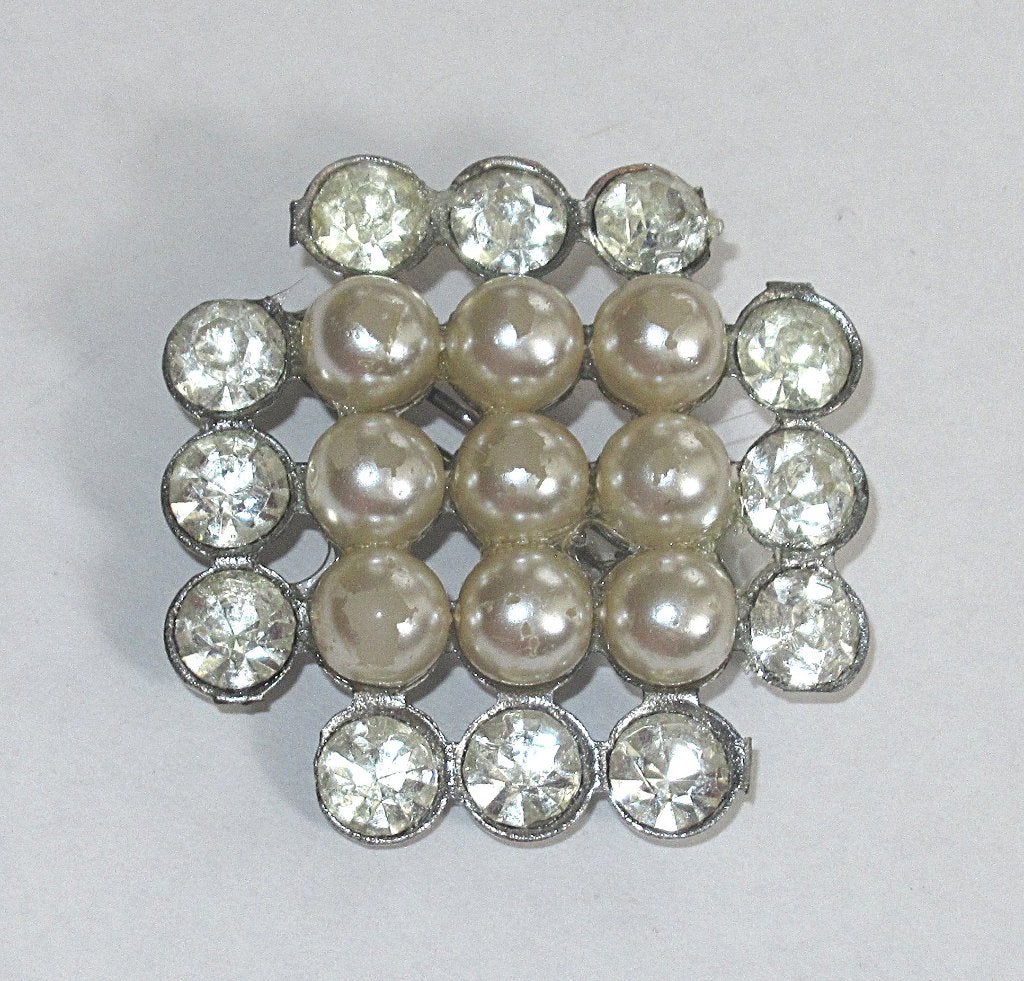 Vintage kristallen broche met kralen., Sieraden, Tassen en Uiterlijk, Ophalen of Verzenden, Gebruikt, Overige materialen