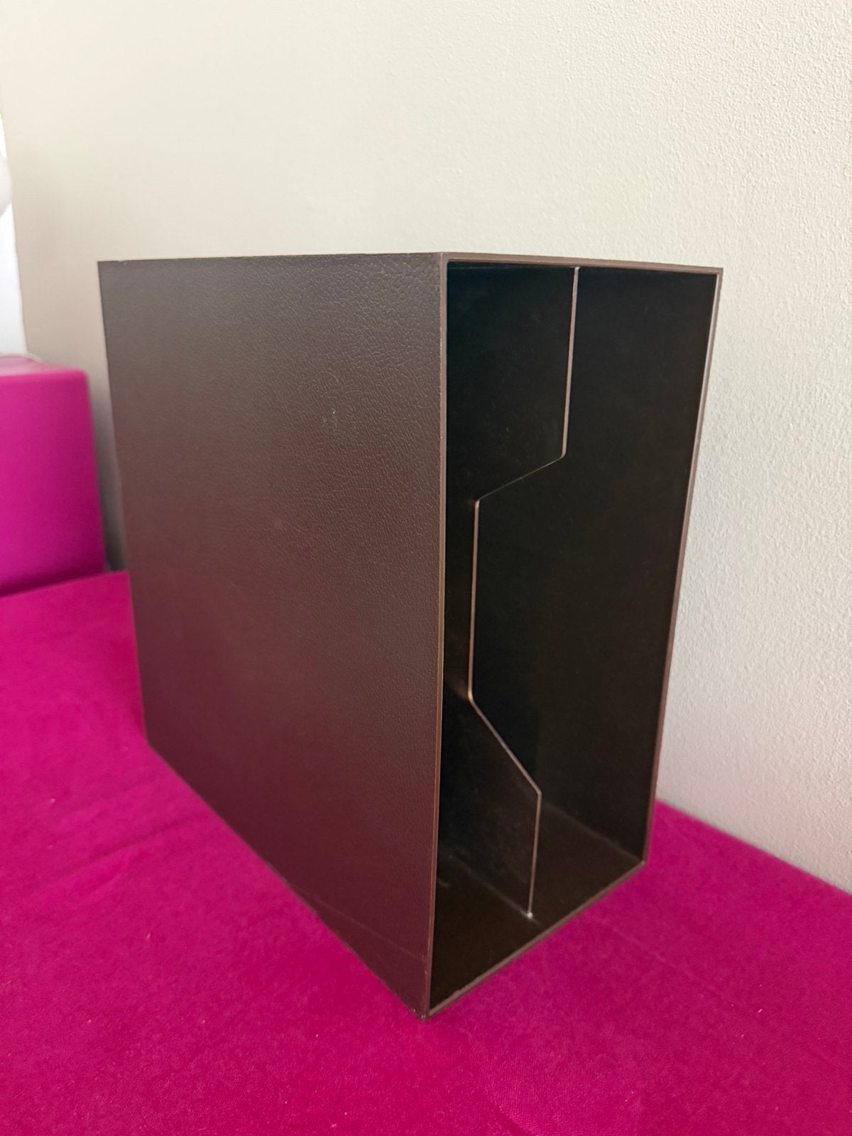 Discofoon retro LP vinyl platen opberg bak bruin, Ophalen, Vintage, Gebruikt, Kunststof