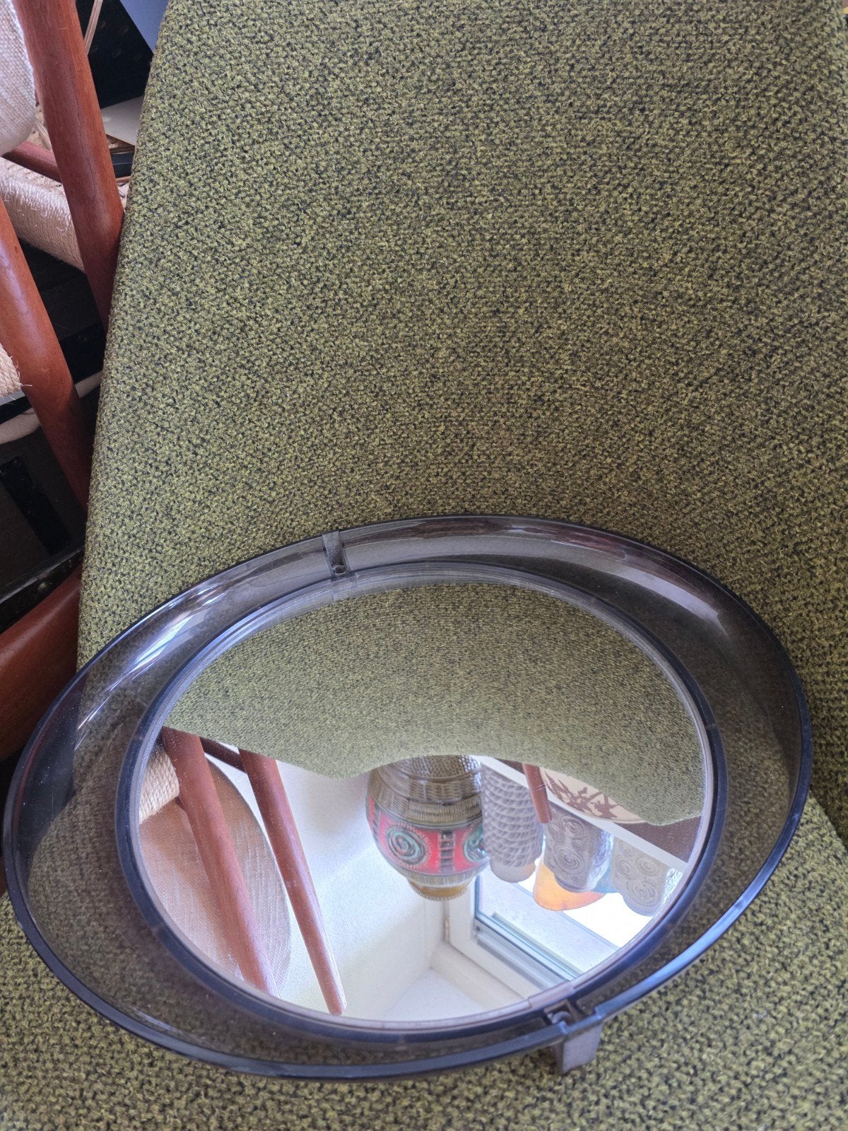 Vintage Space Age Spiegel (1979) – 43x50 cm – Perfecte staat, Ophalen of Verzenden, Zo goed als nieuw, Minder dan 100 cm, Ovaal