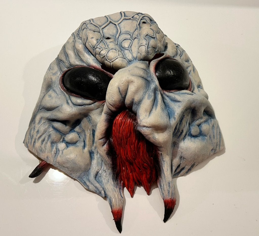 Wit latex monstermasker, Kleding | Heren, Ophalen of Verzenden, Zo goed als nieuw, Halloween, Accessoires