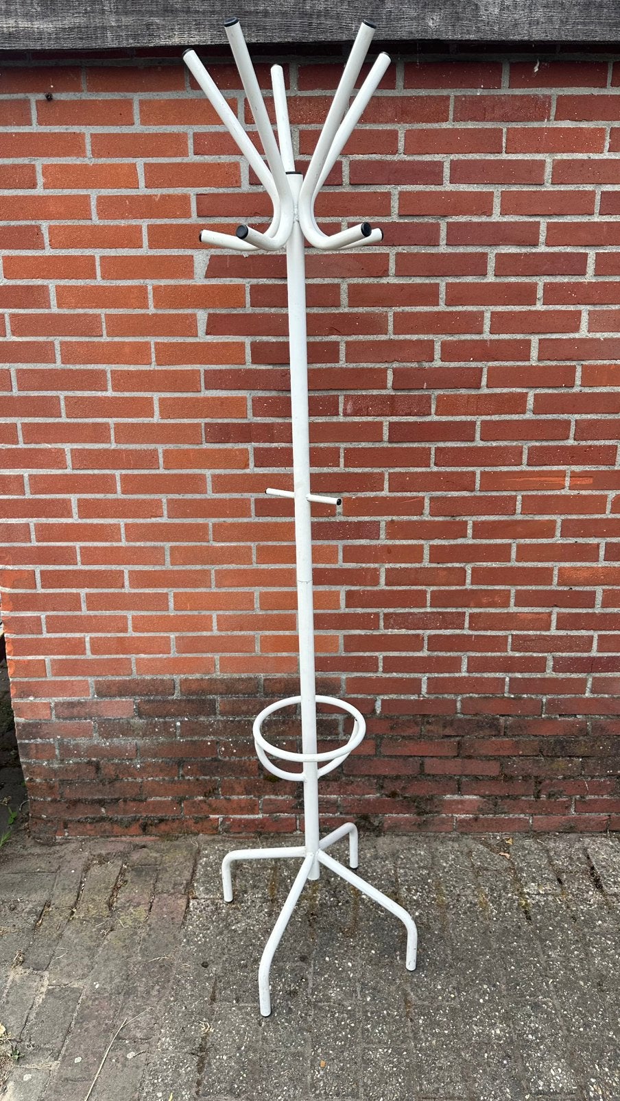 Vintage Wit Metalen Buisframe Kapstok met Parapluhouder186cm, Huis en Inrichting, Woonaccessoires | Kapstokken, Ophalen, Kapstok