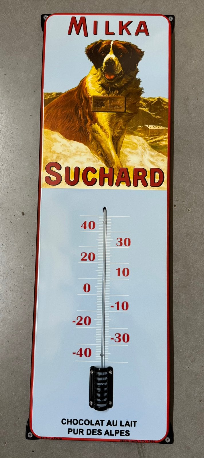 Emaille thermometer milka chocolade groot formaat, Ophalen of Verzenden, Gebruikt, Reclamebord