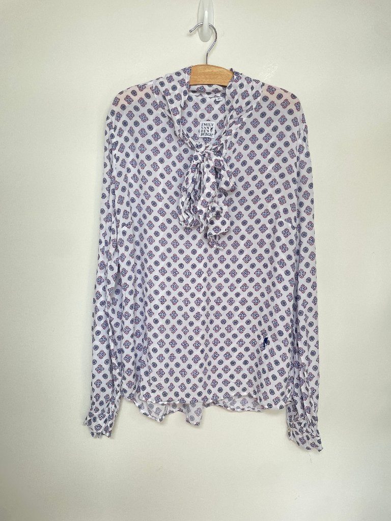 Emily van den Bergh blouse maat 36 blauw wit strik, Hinsbecker Straße 5 A, 47929 Grefrath, Duitsland, Blauw, Emily van den Bergh