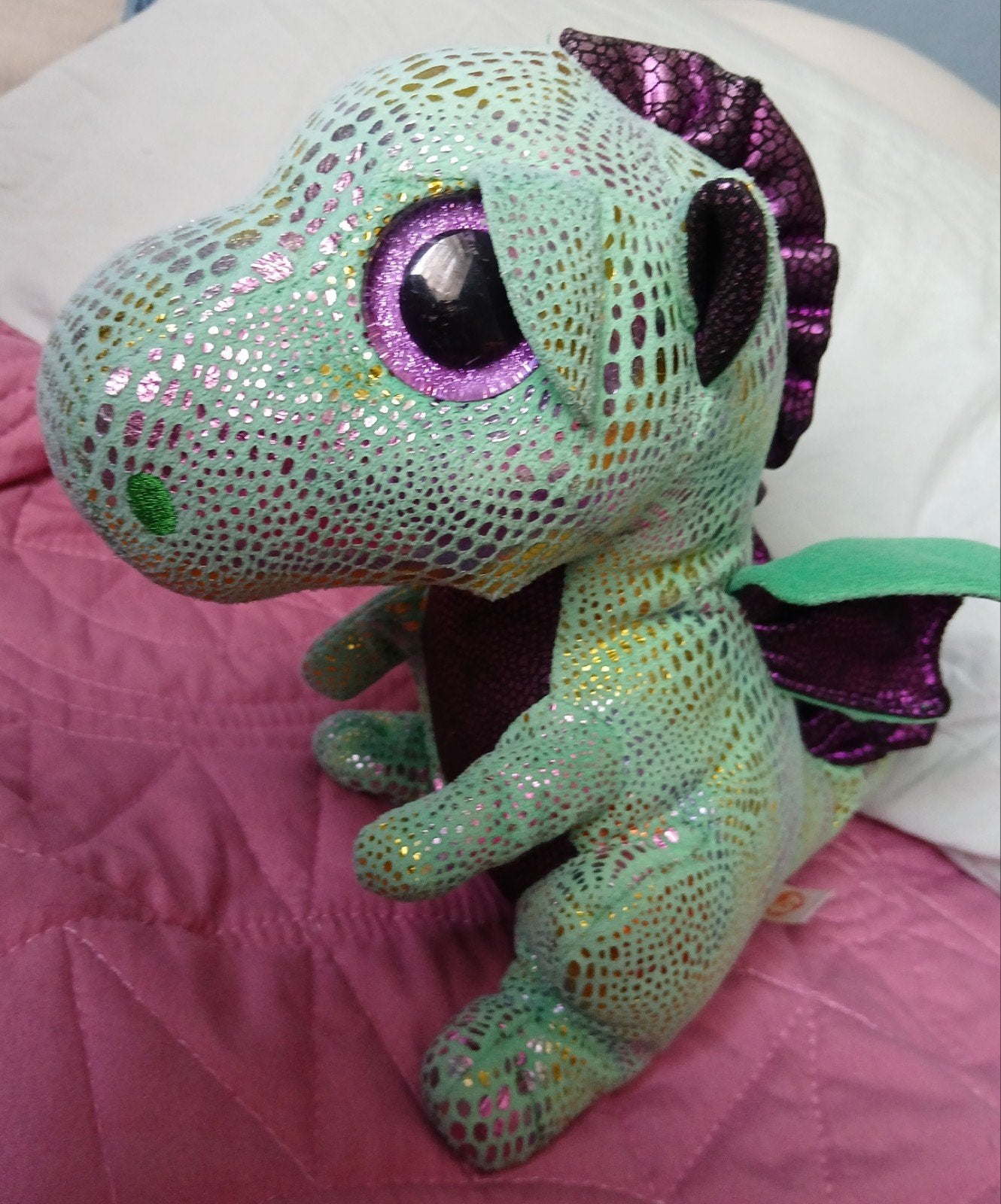 Ty Beanie Boos Draak Cinder - Groen/Paars, Groen, Overige karakters, Overige typen, Ophalen of Verzenden