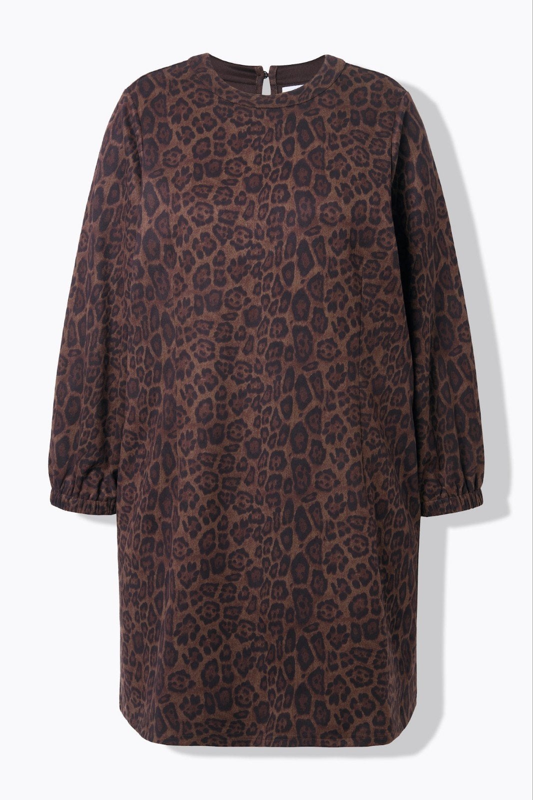 Bruine velours jurk met luipaardprint, Bruin, Maat 46/48 (XL) of groter, Nieuw, Ophalen of Verzenden