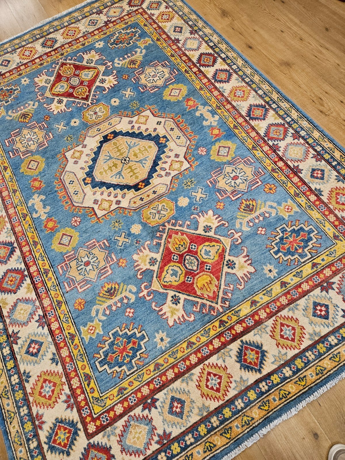 Handgeknoopt oosters tapijt kazak 245x167, Crème, Perzisch, 150 tot 200 cm, Vof Slats Antiek