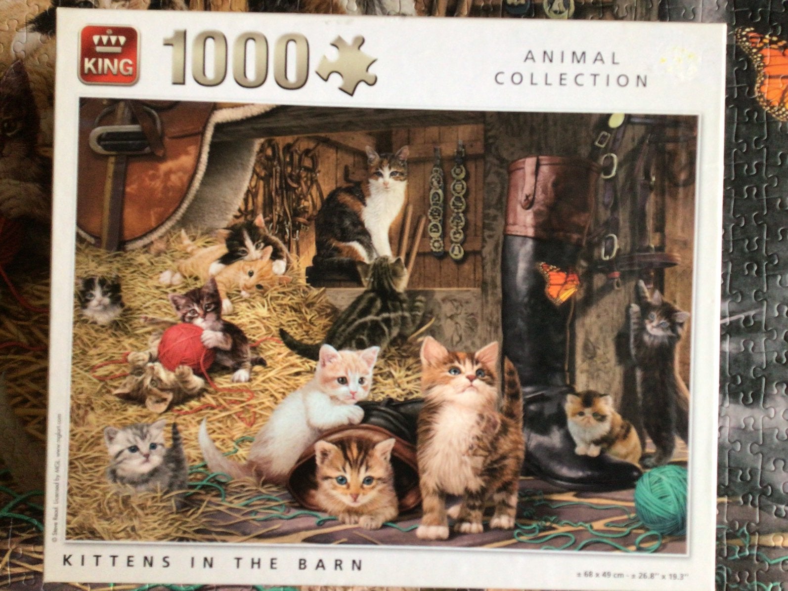 King puzzel. Kittens in the Barn. 1000 stukjes., Hobby en Vrije tijd, Ophalen, 500 t/m 1500 stukjes, Zo goed als nieuw