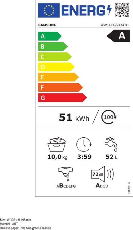 Samsung wasmachine WW1UFG5U34TH - 10 kg - Wit, Witgoed en Apparatuur, 10 kg of meer, Nieuw, Ophalen of Verzenden, Energieklasse A of zuiniger