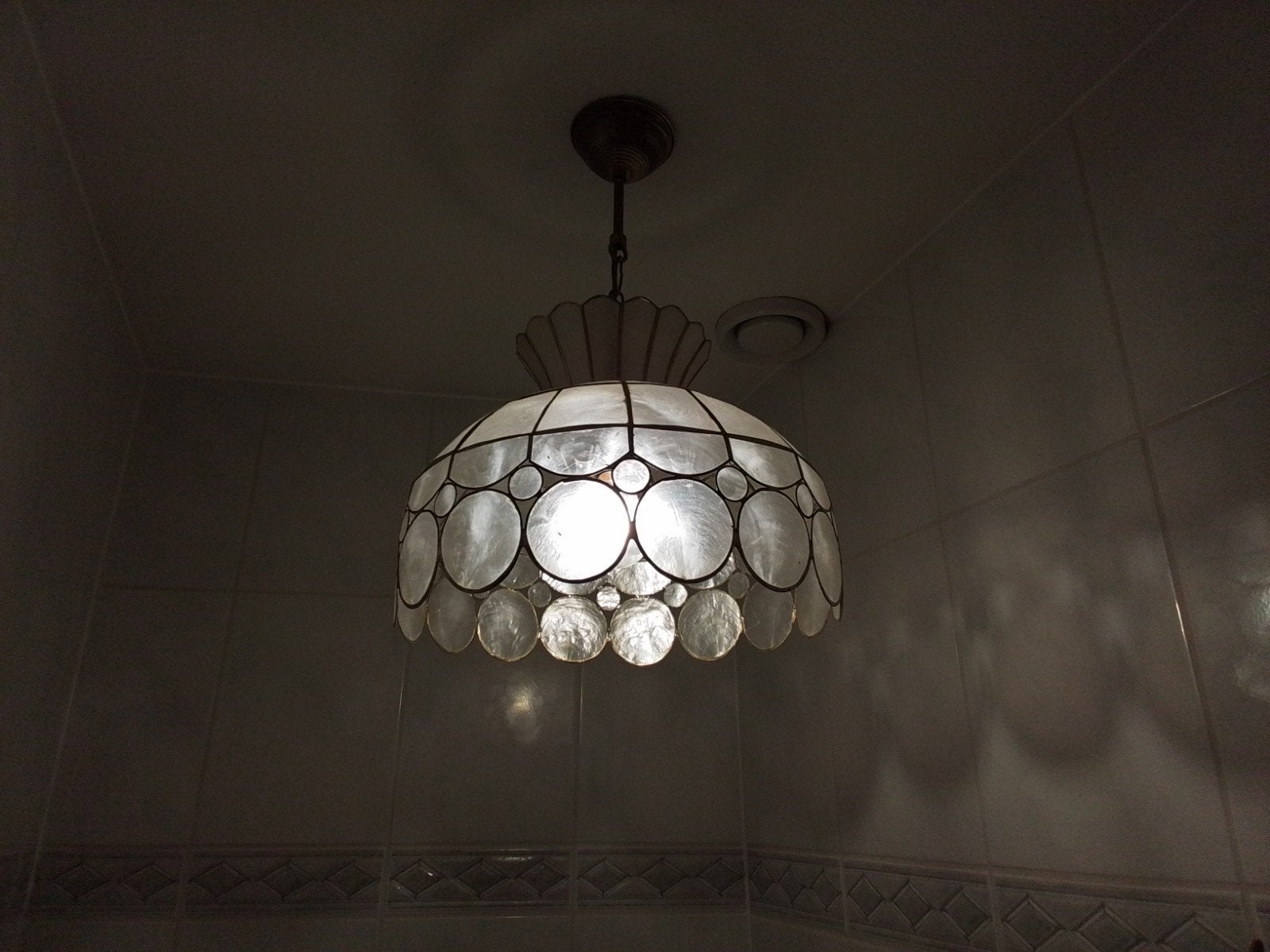 Fraaie Grote Hanglamp, Beige, Hanglamp, Natuurlijk materiaal, Ophalen of Verzenden