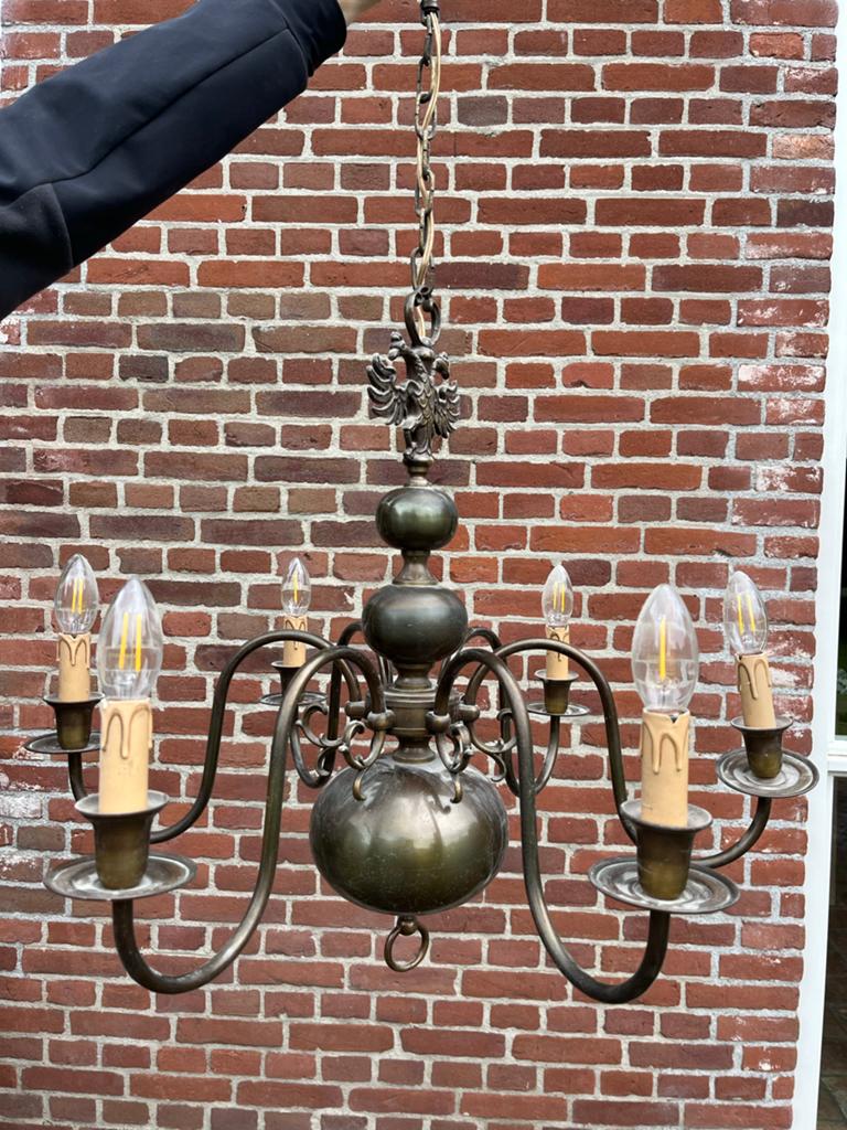 5 Koperen Kroonluchters, Huis en Inrichting, Lampen | Kroonluchters, Ophalen, Gebruikt, Metaal