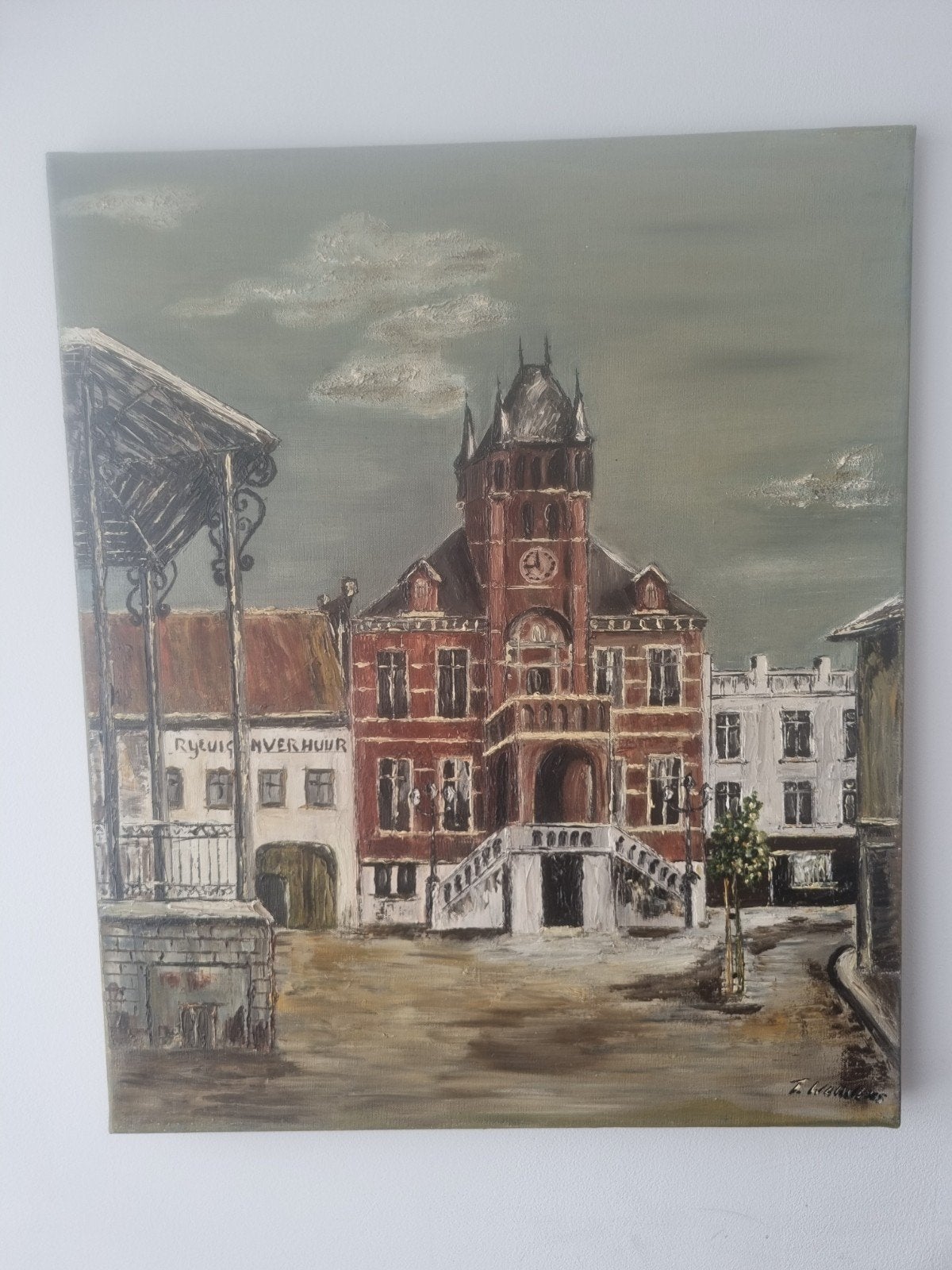 Prachtig schilderij markt Sittard, Ophalen of Verzenden