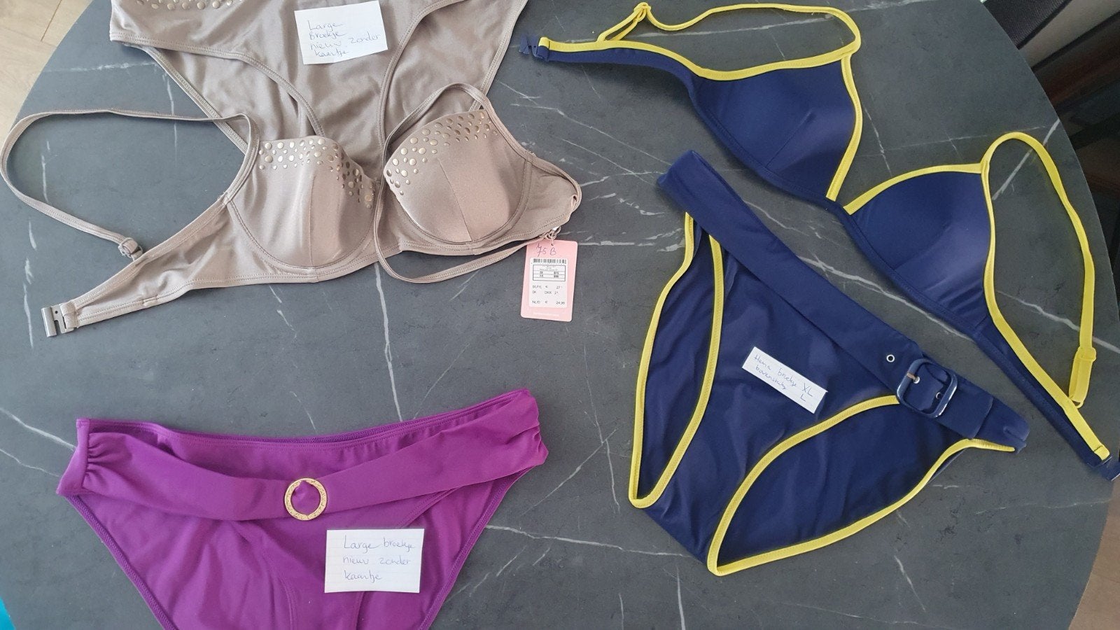 Diverse badkleding: bikini's en broekjes, 5 items, setprijs, Beige, Ophalen of Verzenden, Bikini, Onbekend