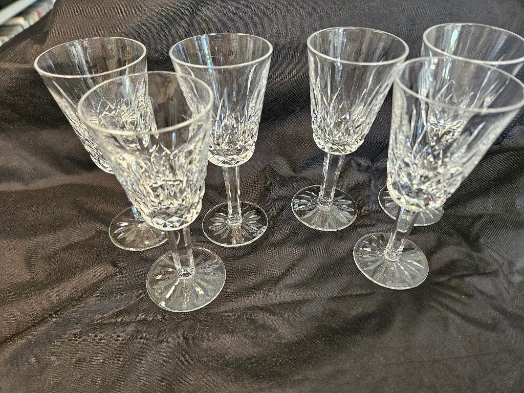 6 Waterford Lismore-wijnglaasjes, kristal, Ophalen of Verzenden