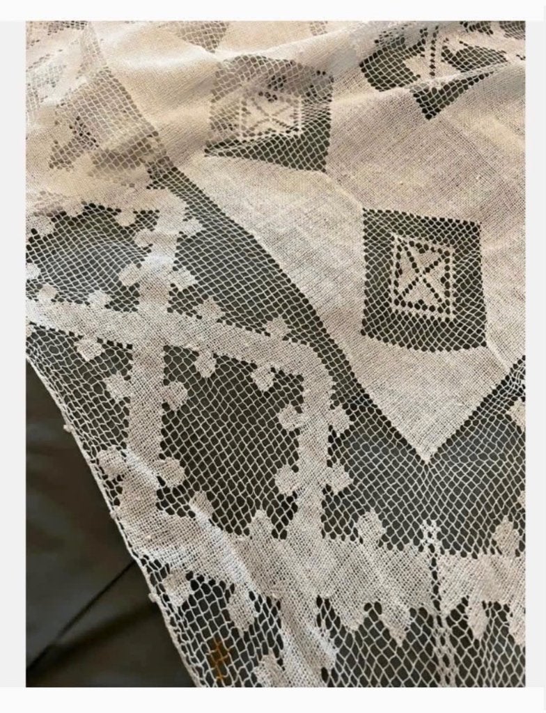 Antieke Franse Sprei / Tafelkleed haakwerk blokvorm, Gebruikt, Ophalen of Verzenden, X, X
