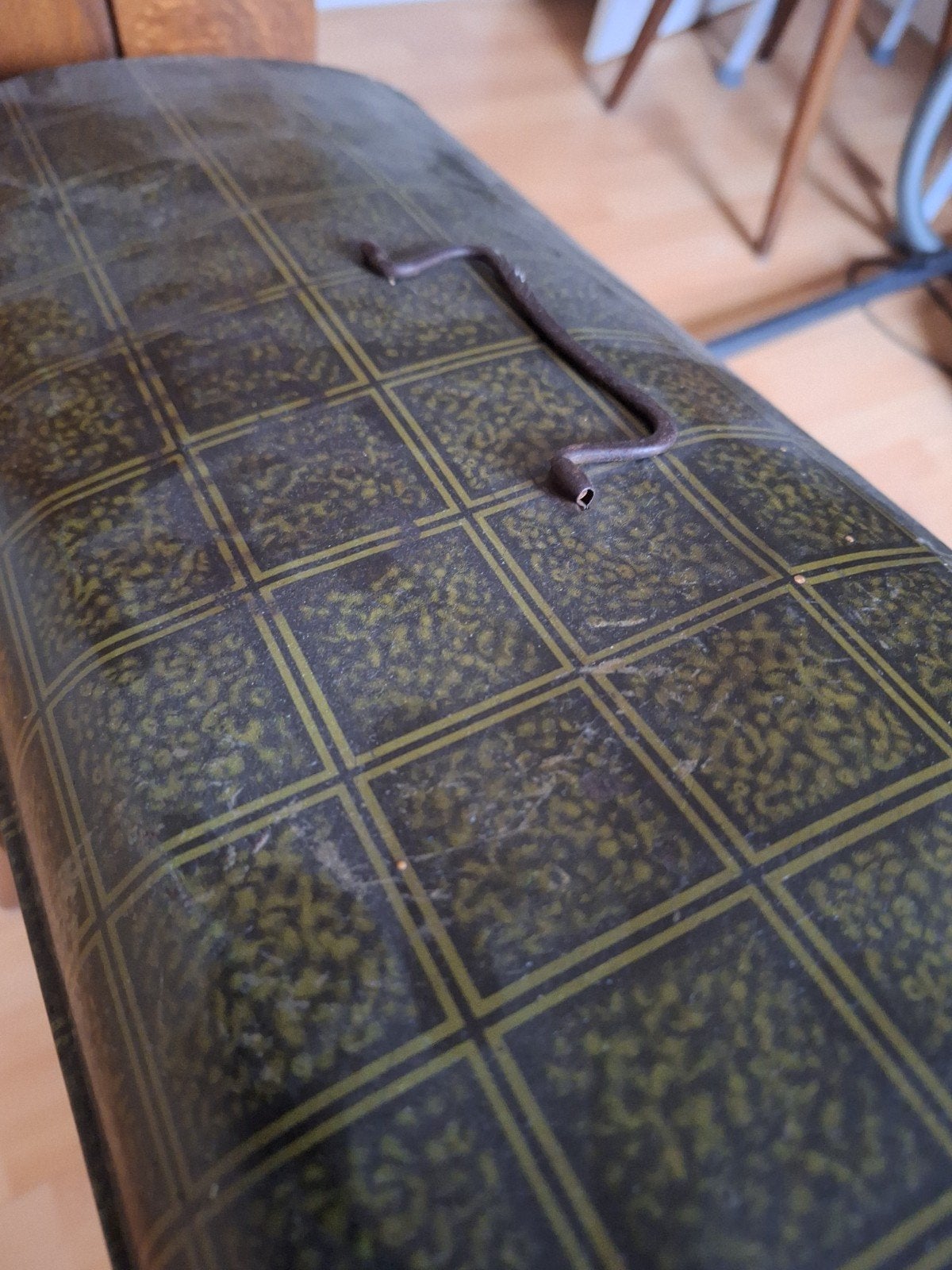 Vintage Broodbak / Broodtrommel - Groen met patroon, Ophalen