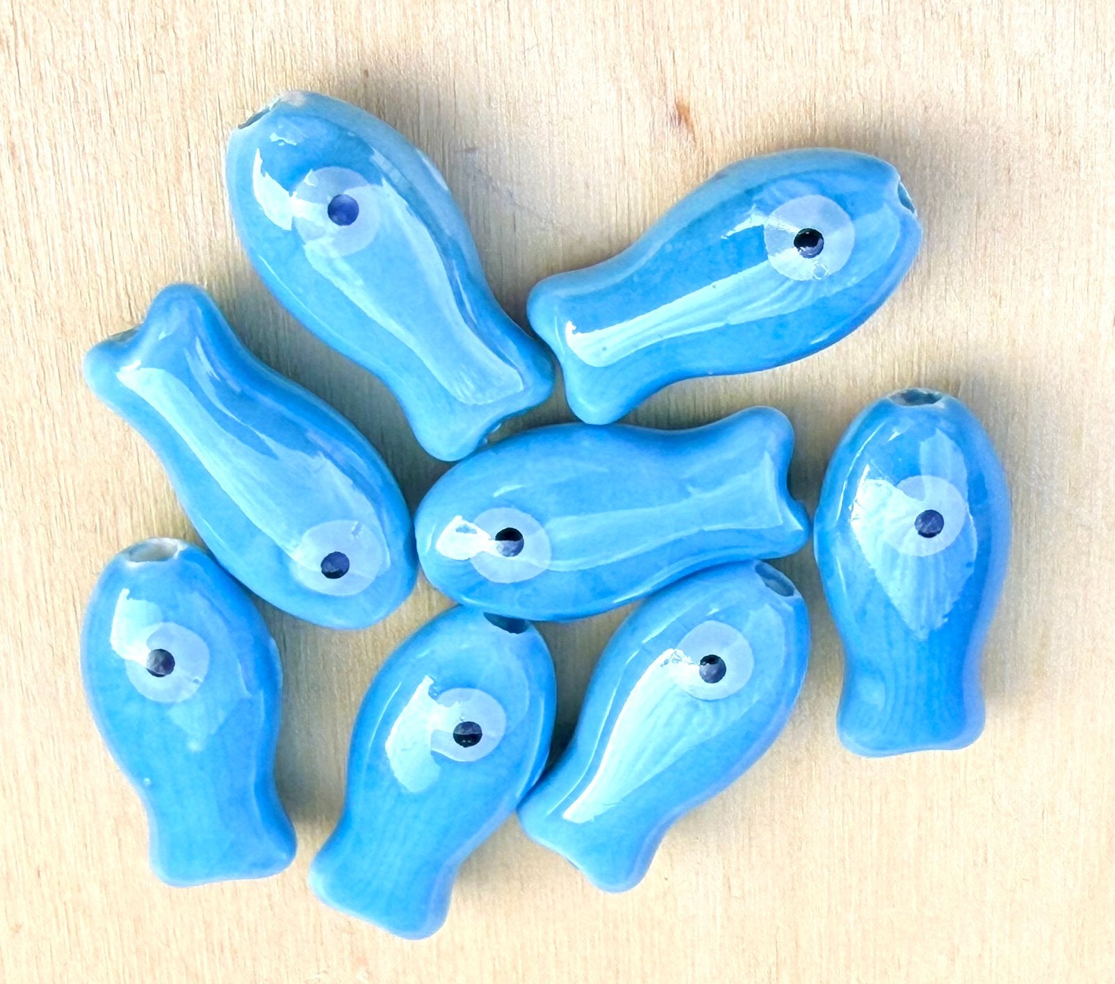 8 keramische vis kralen kleur blauw -115, Ophalen of Verzenden, Nieuw, Kraal