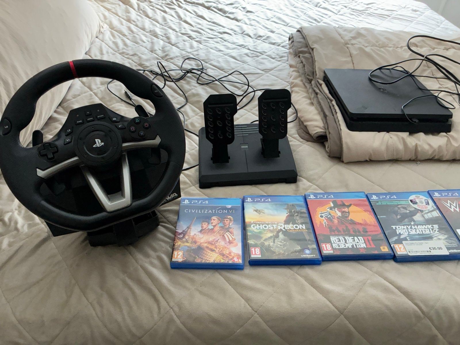 PlayStation 4 Slim met racestuur en 6 games, Spelcomputers en Games, Ophalen of Verzenden, Zonder controller, Slim, 500 GB