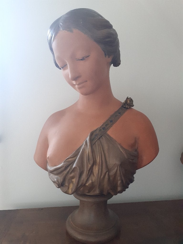 Groot antiek borstbeeld d’après Falconet terracotta 65 cm, Antiek en Kunst, Ophalen, Buste, 50 - 100 cm, Steen of Keramiek