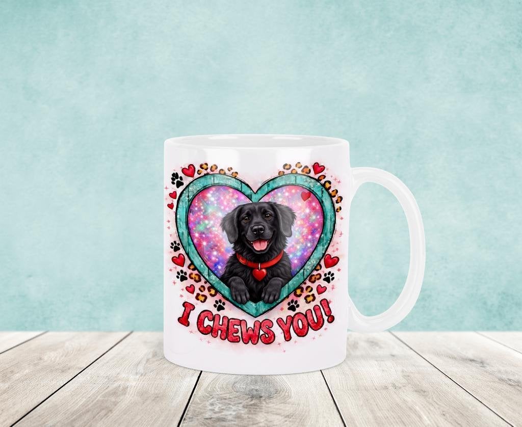 I Chews You Flatcoated Mok - Valentijnsdag, Verzenden, Keramiek, Nieuw, Overige stijlen