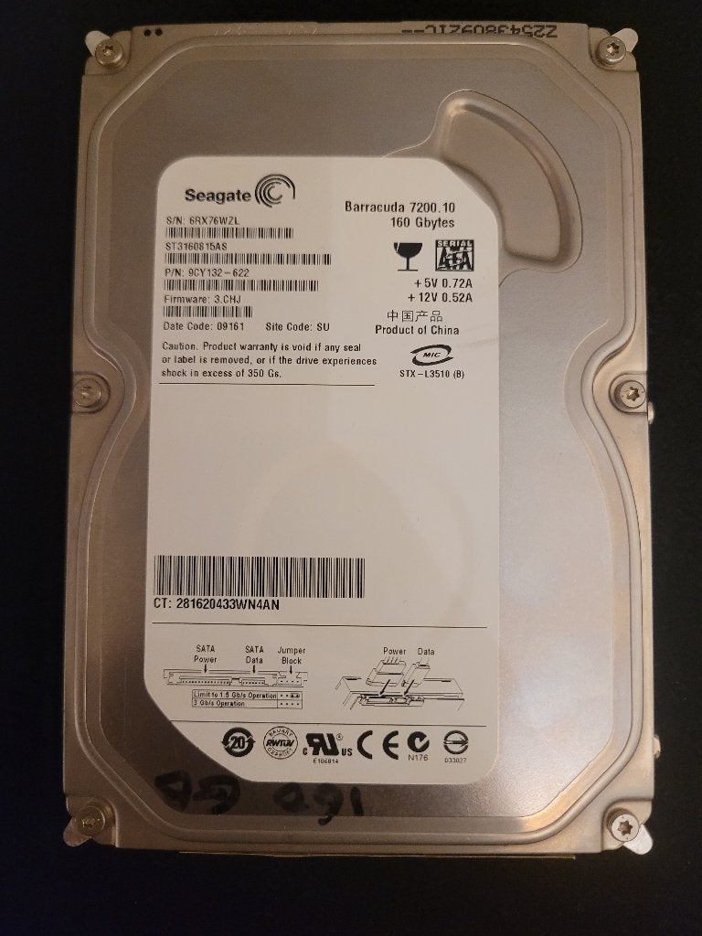 Seagate Barracuda 7200.10 160GB HDD - SATA, Computers en Software, Harde schijven, Intern, Gebruikt, 160GB, Ophalen of Verzenden