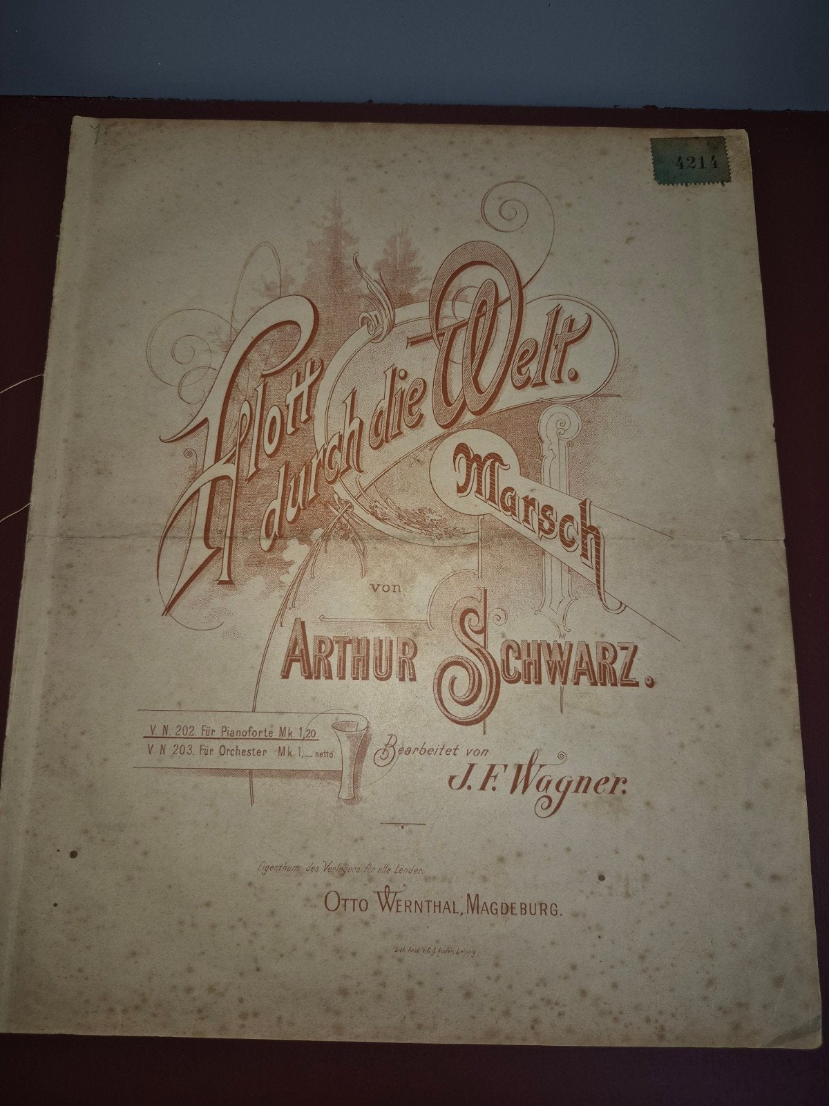 Flott durch die Welt Marsch - Arthur Schwarz bladmuziek, Ophalen of Verzenden